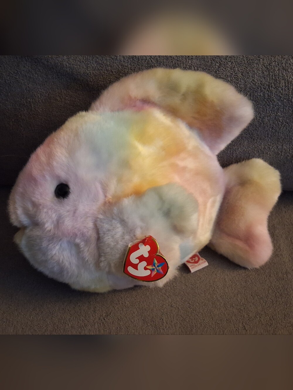 ​Vintage 2000 Ty Beanie Buddy CORAL the Fish, NWT Pastel Tie-Dye Plush, Retired